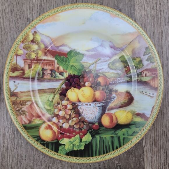 French Home De Limoges France 4 Porcelain Plates with Fruits - Picture 3 of 10